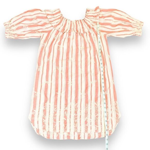Misa Los Angeles Embroidered Mini Off Shoulder Dress Coral Red White Striped S - Picture 9 of 9